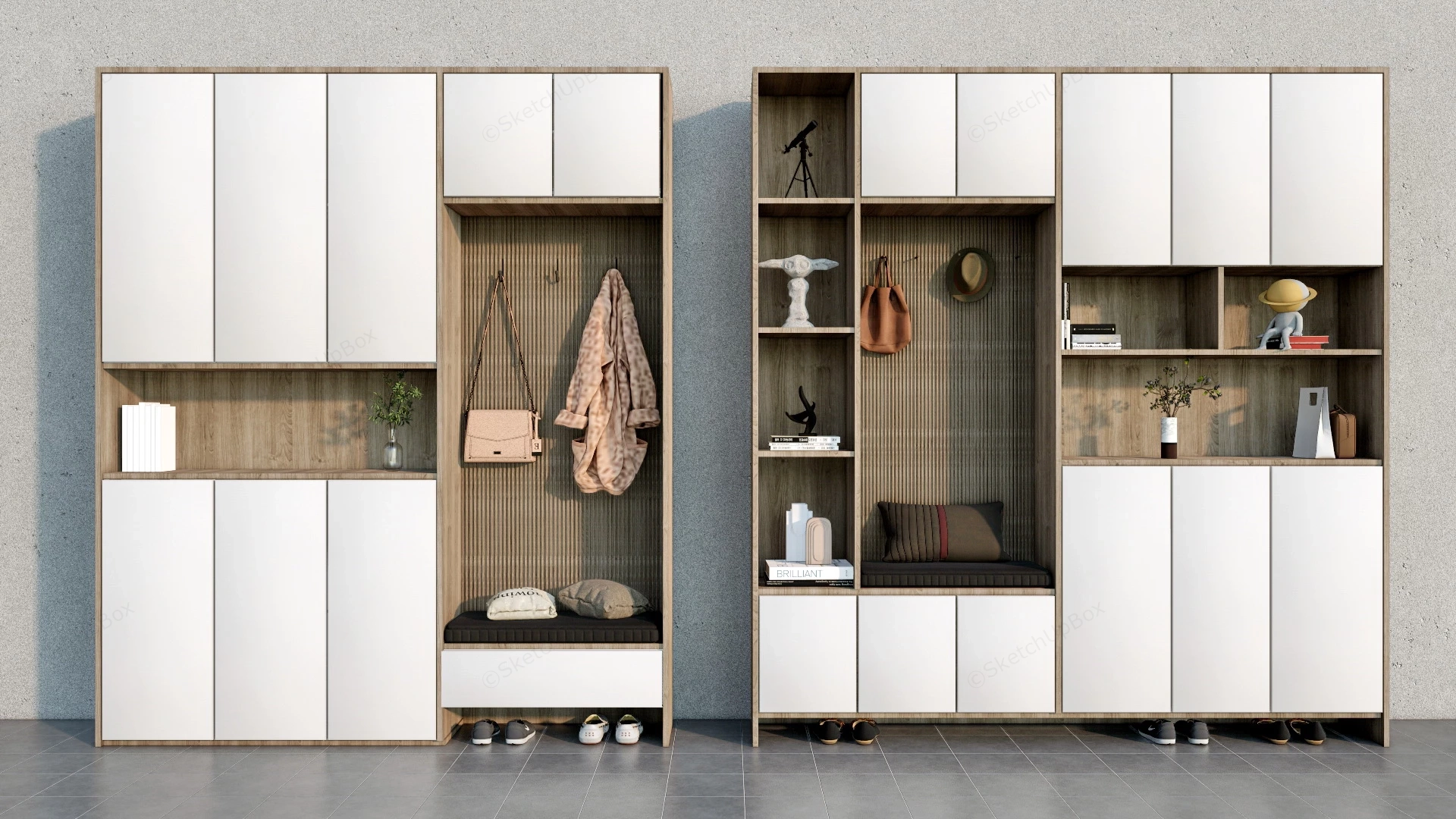 Entryway Tall Storage Cabinet Designs sketchup model preview - SketchupBox