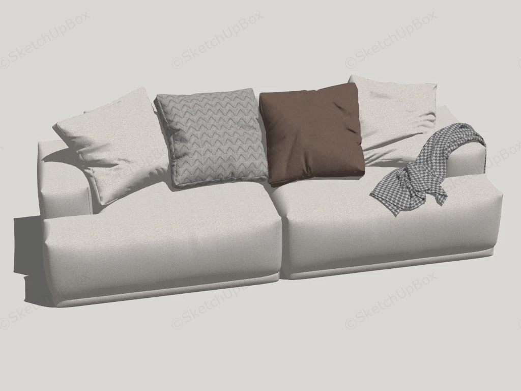 Cream Colored Sectional Sofa sketchup model preview - SketchupBox
