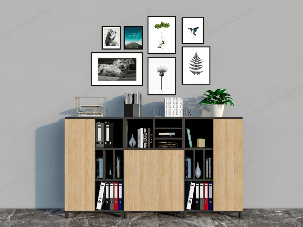 3 Shelf Bookcase sketchup model preview - SketchupBox