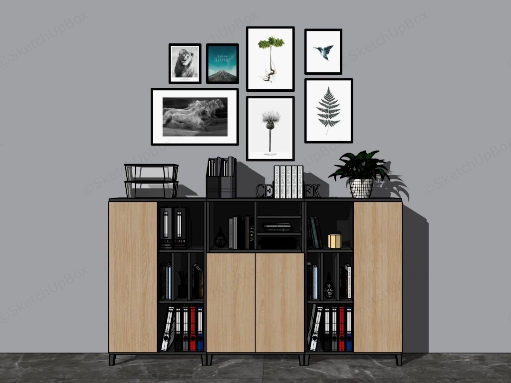 3 Shelf Bookcase sketchup model preview - SketchupBox