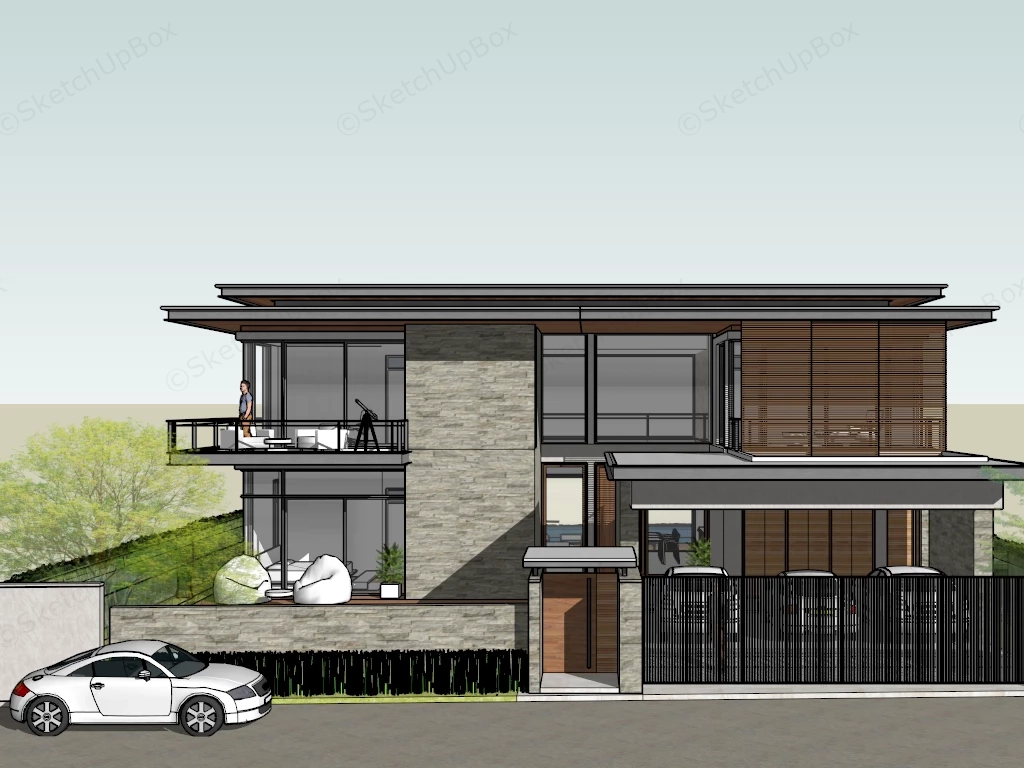 Contemporary 2 Storey House Design sketchup model preview - SketchupBox