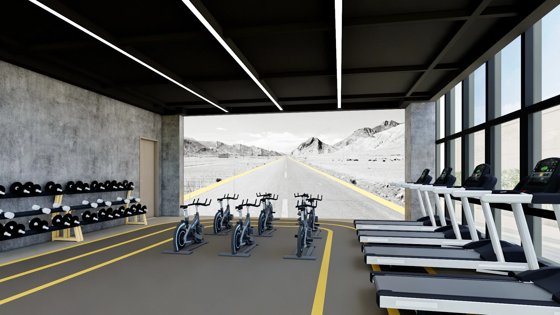 Fitness Club Design sketchup model preview - SketchupBox