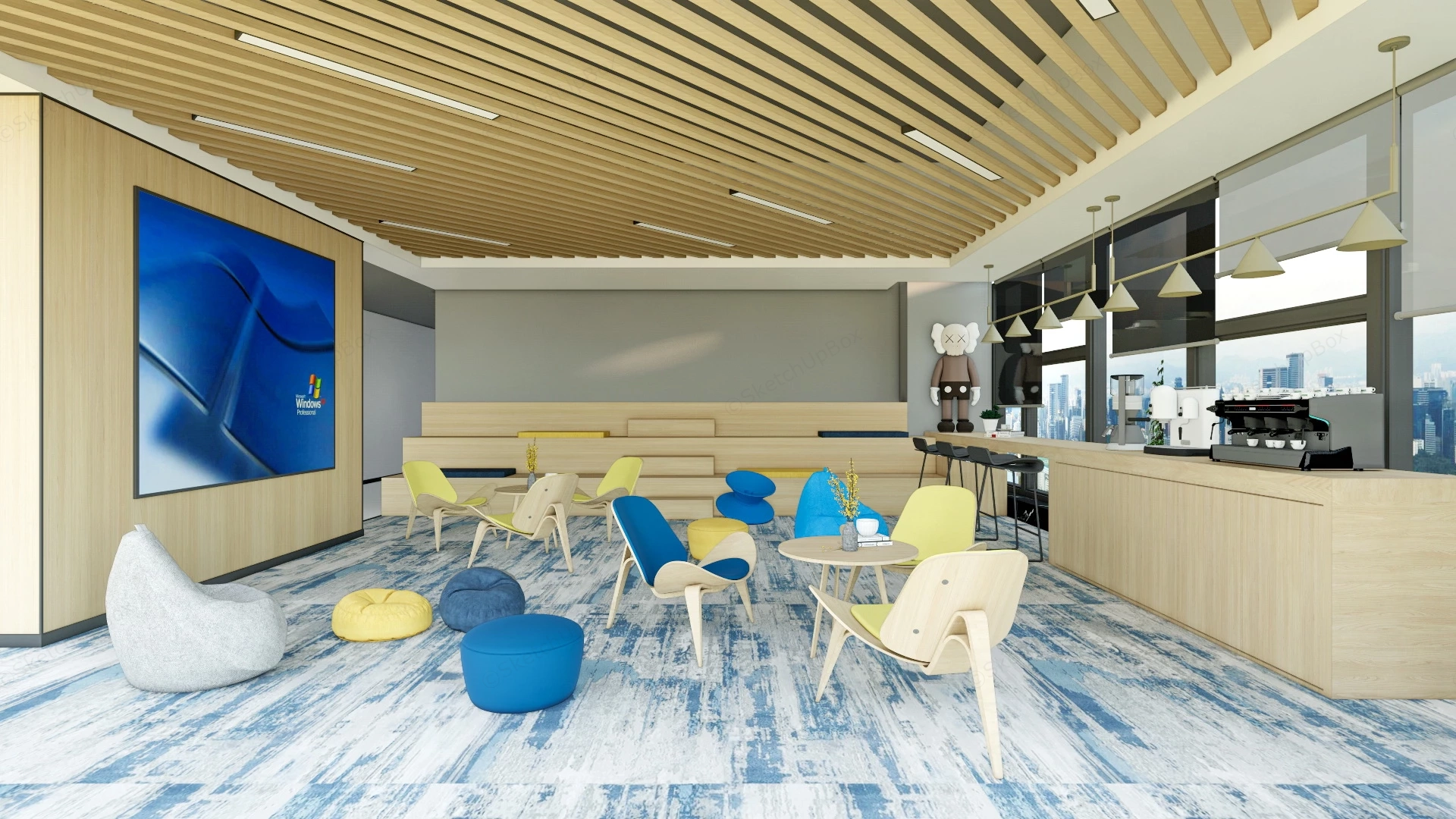 Office Break Room Lounge sketchup model preview - SketchupBox