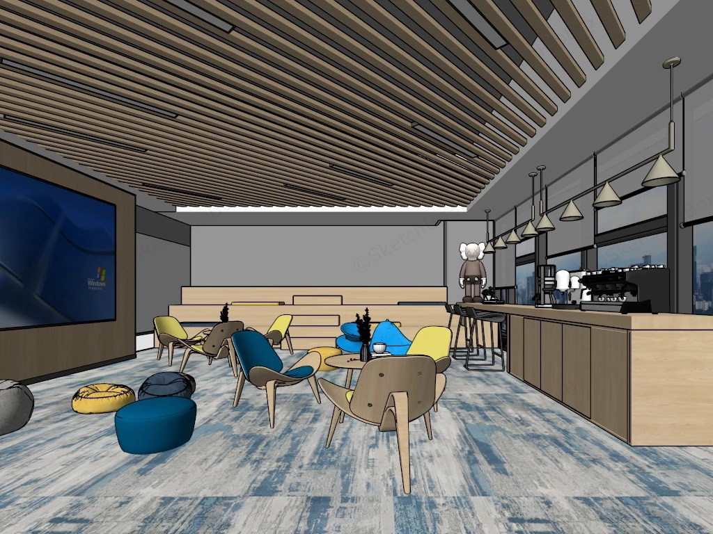 Office Break Room Lounge sketchup model preview - SketchupBox