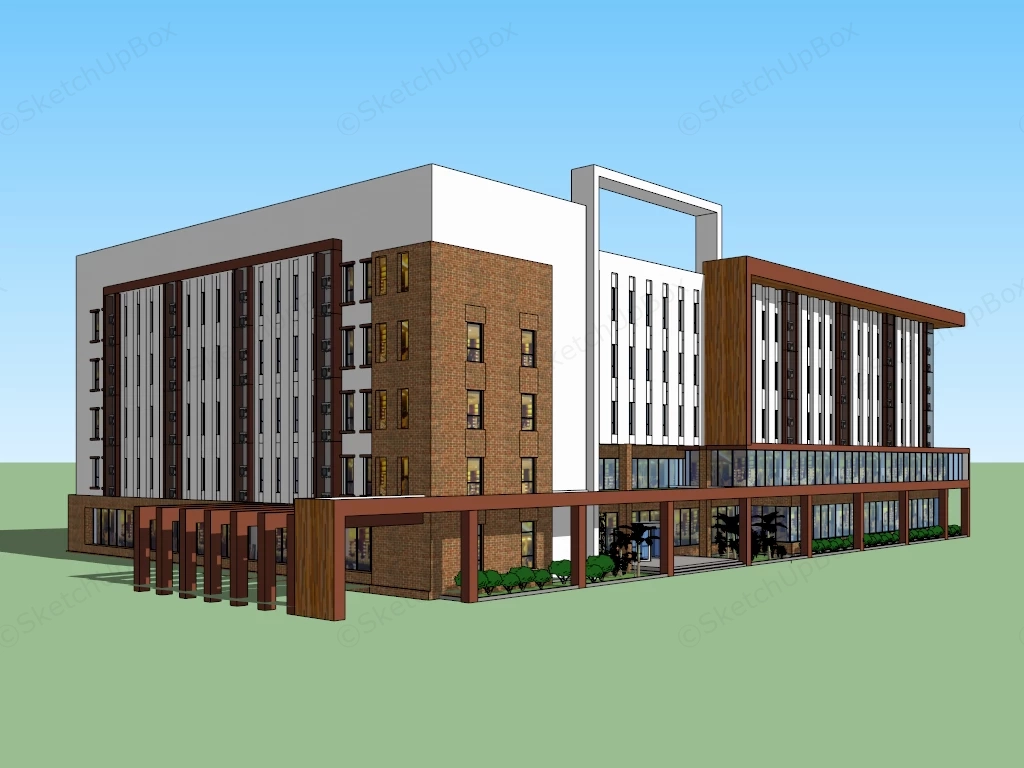 Red Brick Office Building Architecture sketchup model preview - SketchupBox