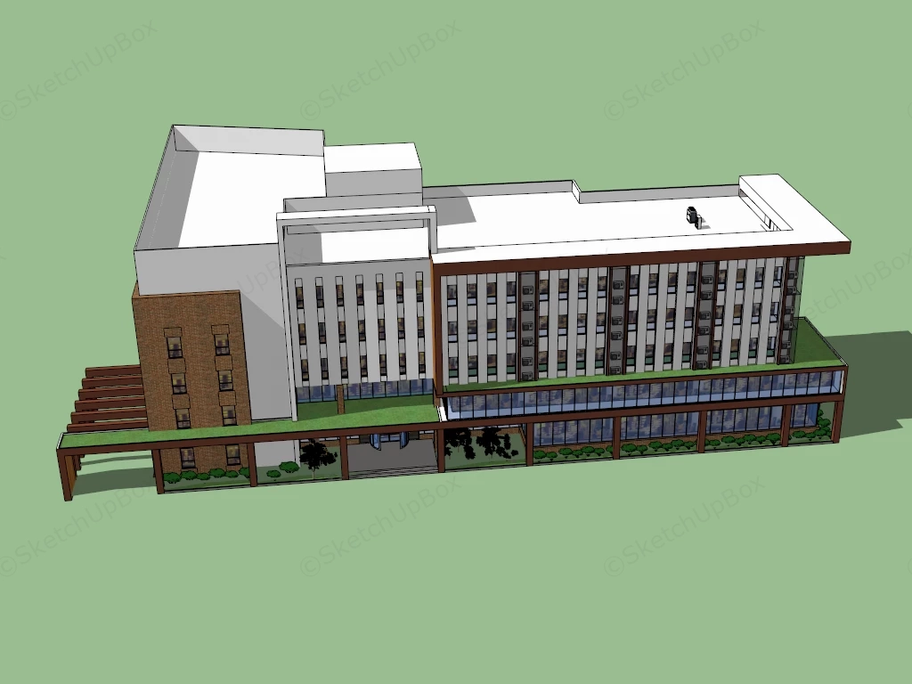 Red Brick Office Building Architecture sketchup model preview - SketchupBox