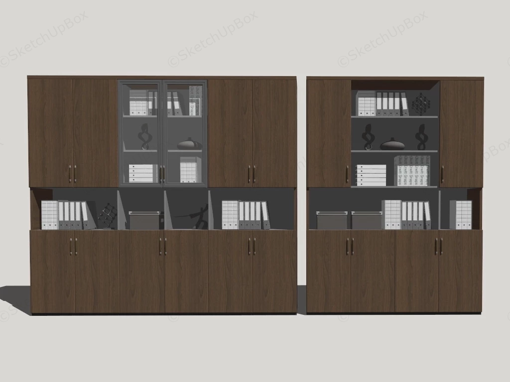 Tall Wood File Cabinets sketchup model preview - SketchupBox