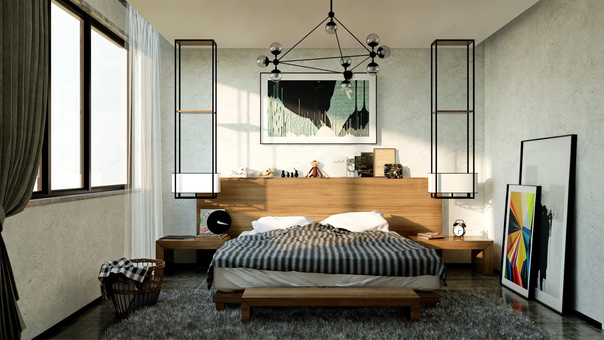 Organic Modern Bedroom Design sketchup model preview - SketchupBox