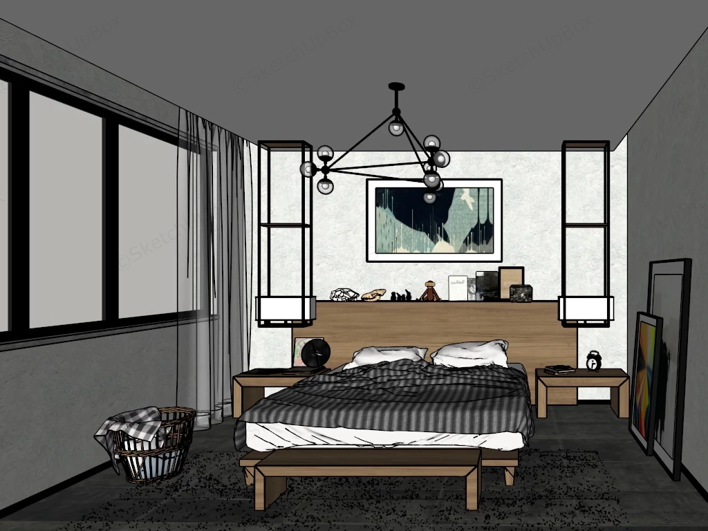 Organic Modern Bedroom Design sketchup model preview - SketchupBox
