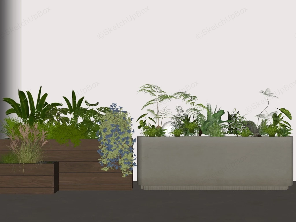 Wood And Concrete Raised Garden Beds sketchup model preview - SketchupBox
