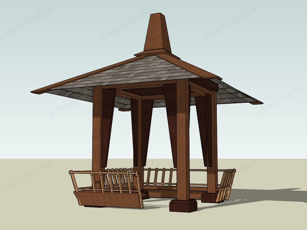 Outdoor Wood Pavilion sketchup model preview - SketchupBox
