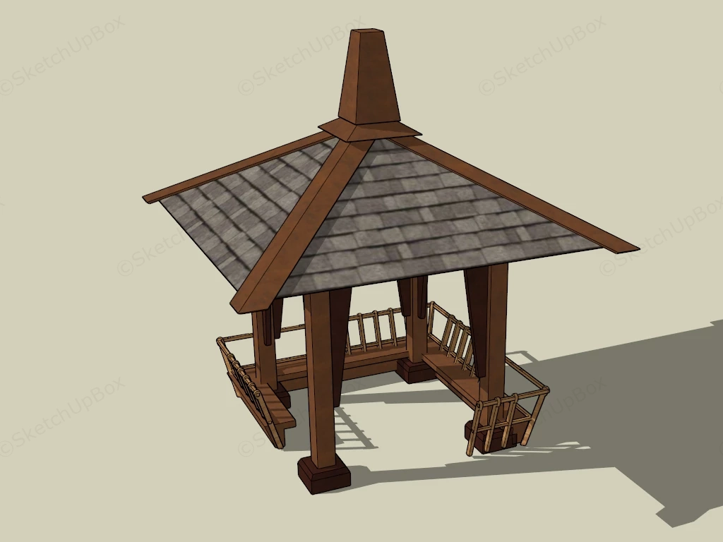 Outdoor Wood Pavilion sketchup model preview - SketchupBox
