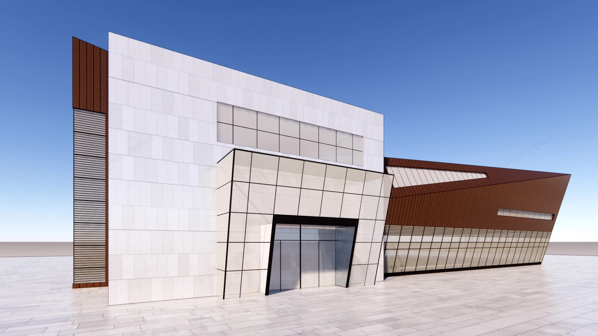 Modern Exhibition Hall Facade sketchup model preview - SketchupBox