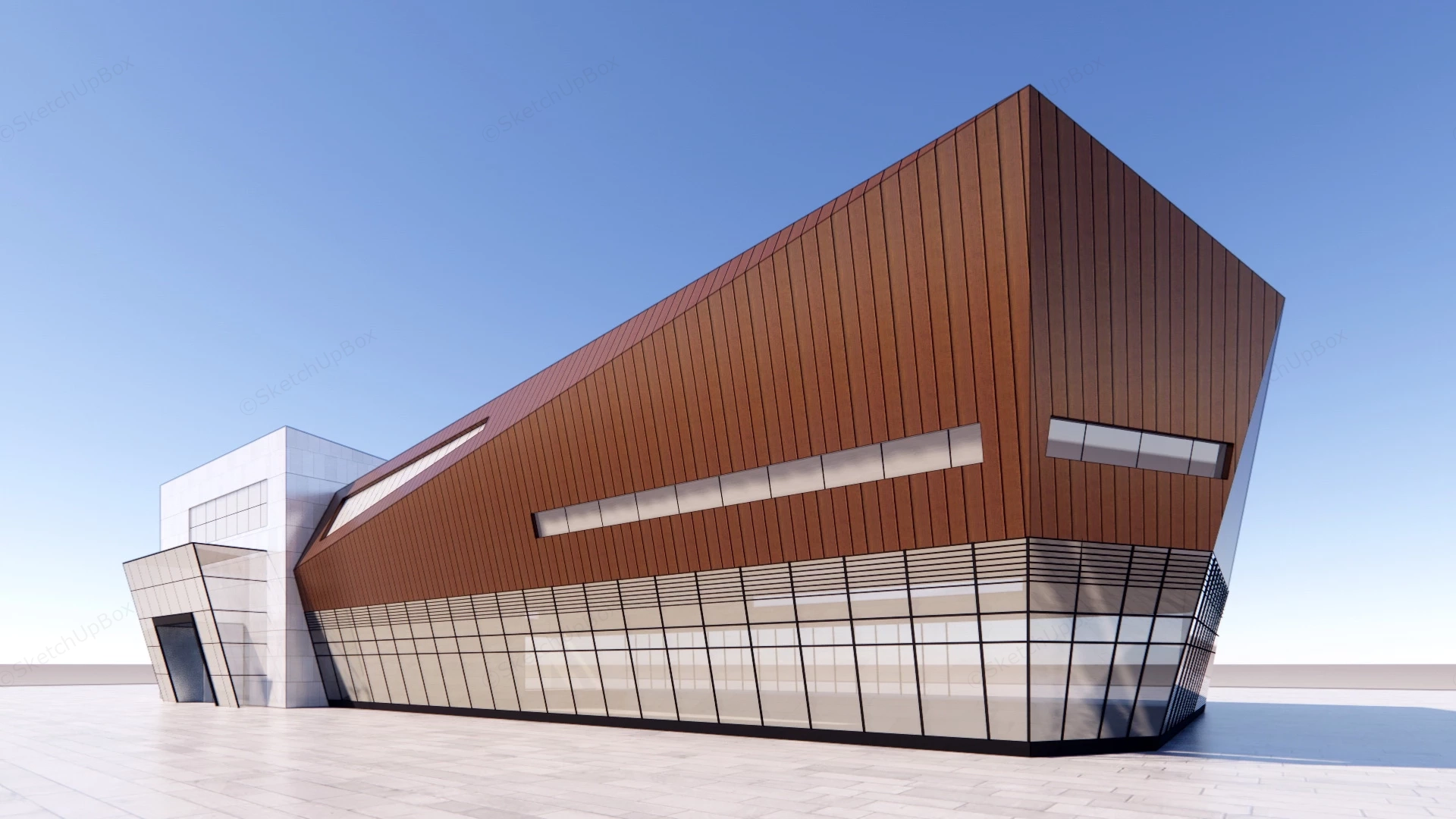 Modern Exhibition Hall Facade sketchup model preview - SketchupBox