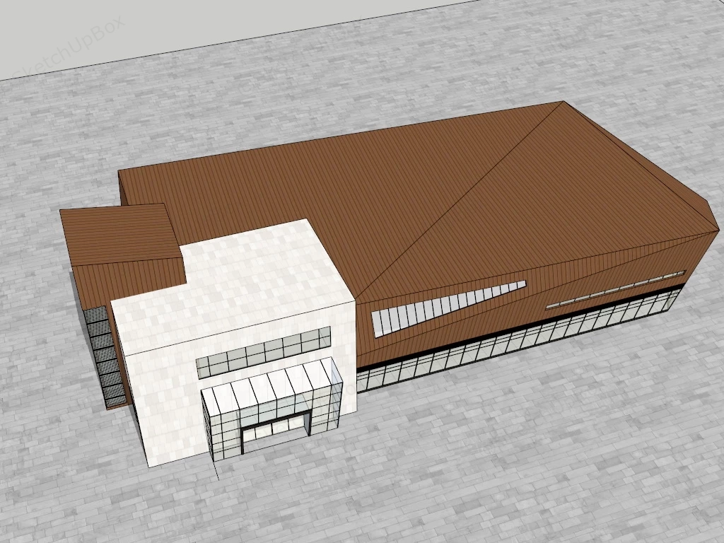Modern Exhibition Hall Facade sketchup model preview - SketchupBox