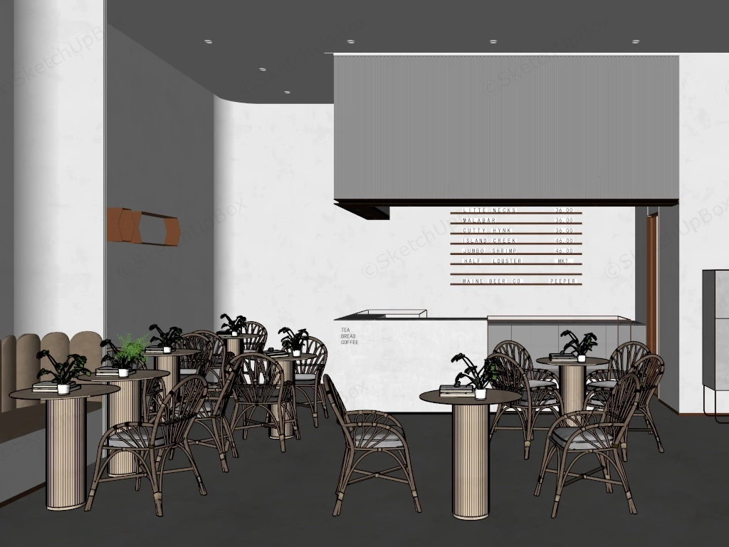 Small Coffee Shop Interior sketchup model preview - SketchupBox