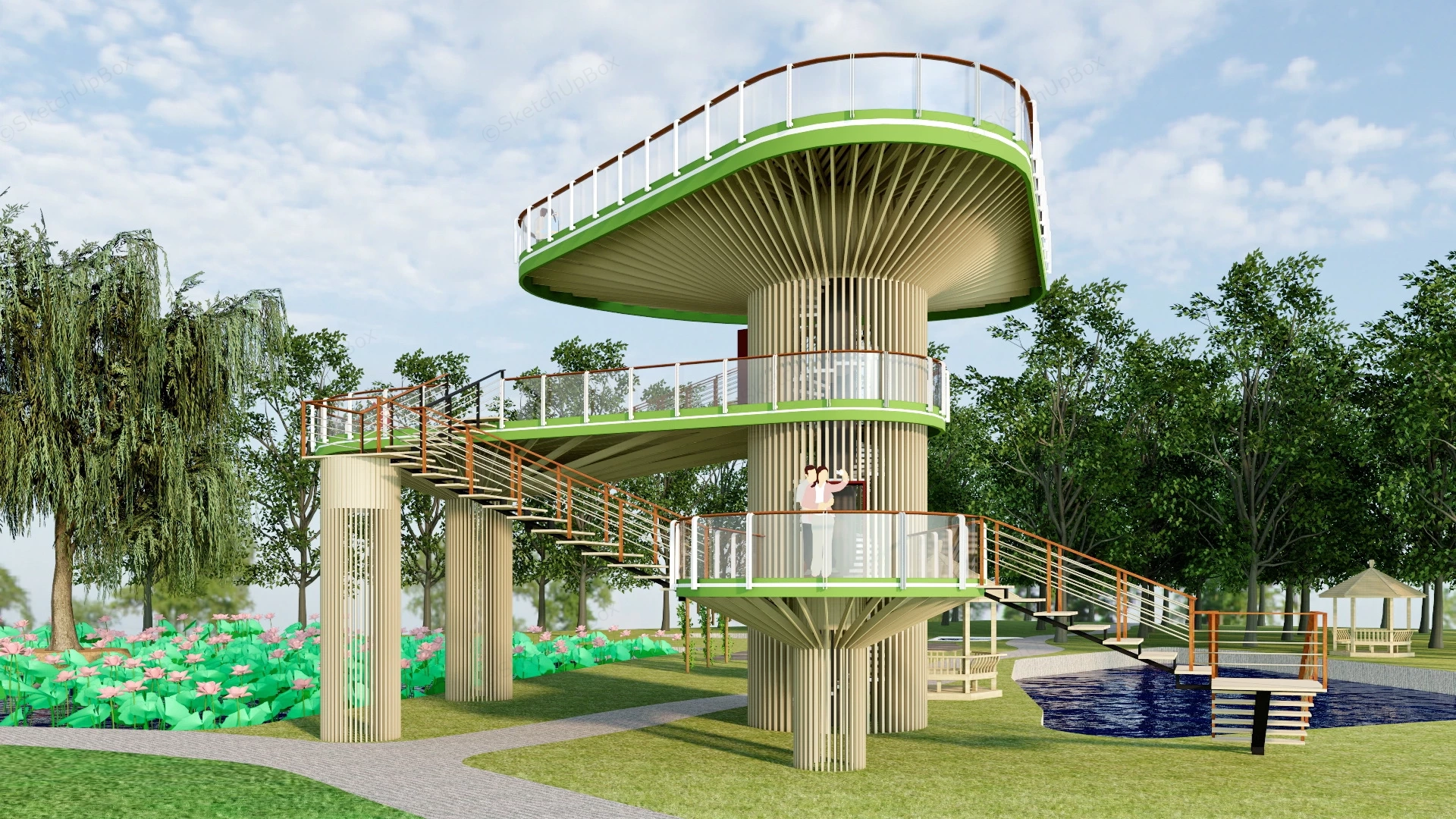 Observation Tower Landscape Design sketchup model preview - SketchupBox