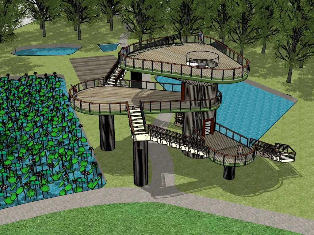 Observation Tower Landscape Design sketchup model preview - SketchupBox