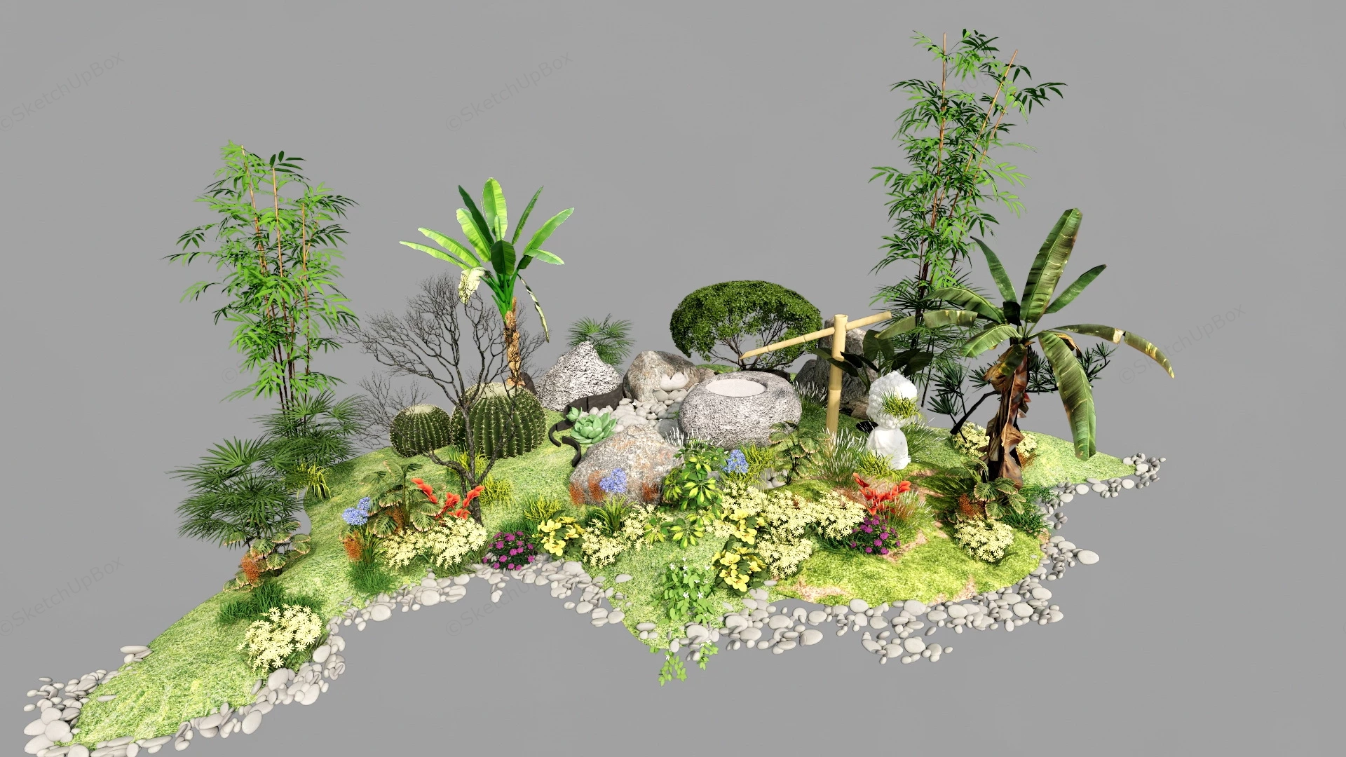 Zen Garden Decorations sketchup model preview - SketchupBox