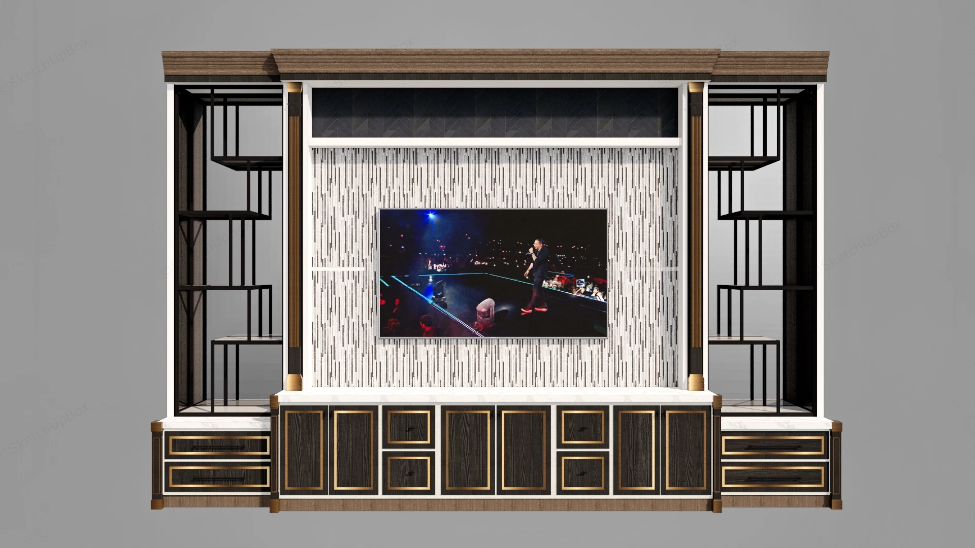 TV Unit With Storage sketchup model preview - SketchupBox