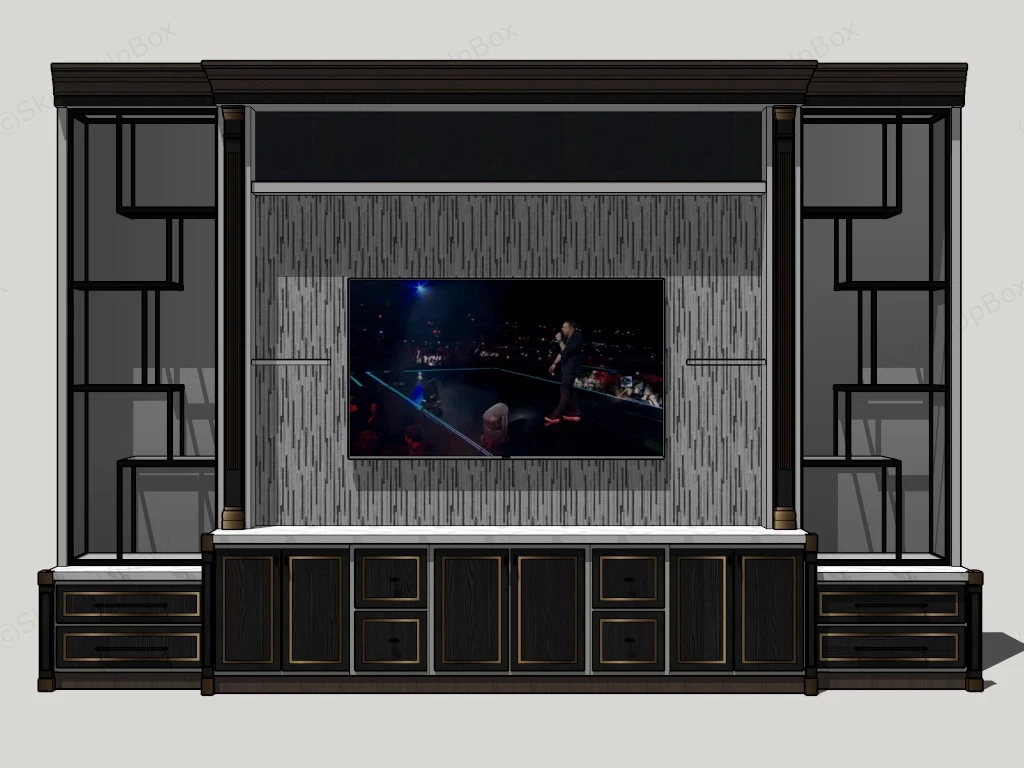 TV Unit With Storage sketchup model preview - SketchupBox