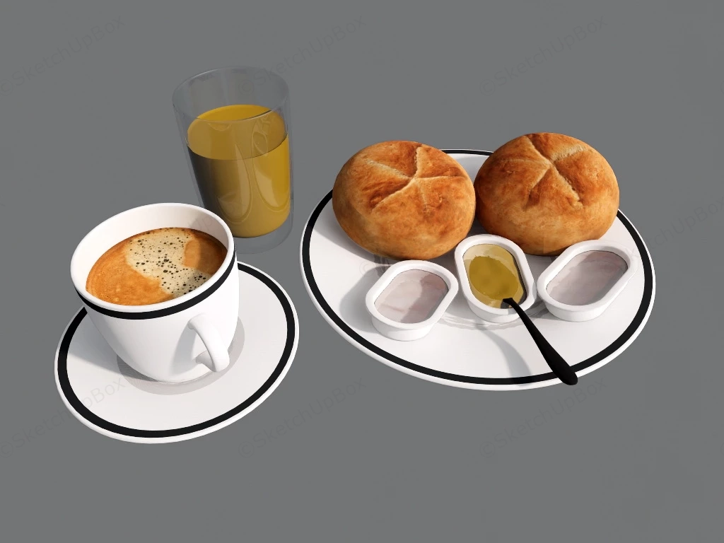 Breakfast With Coffee And Bread sketchup model preview - SketchupBox