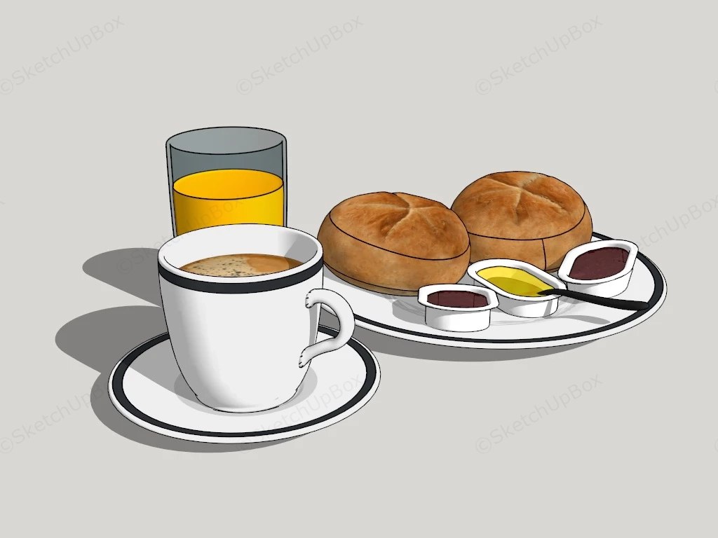 Breakfast With Coffee And Bread sketchup model preview - SketchupBox