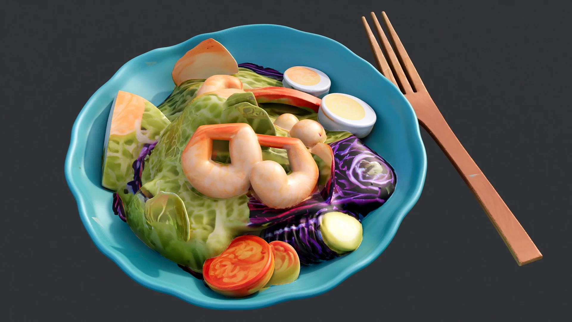 Shrimp And Vegetable Salad sketchup model preview - SketchupBox