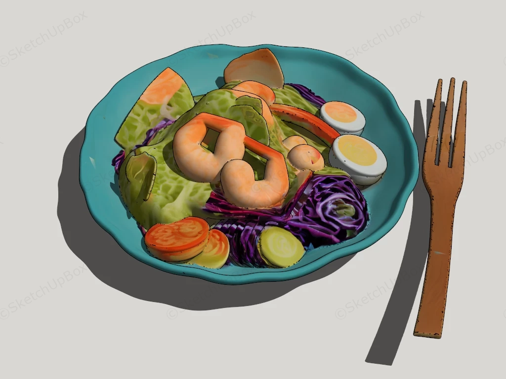 Shrimp And Vegetable Salad sketchup model preview - SketchupBox