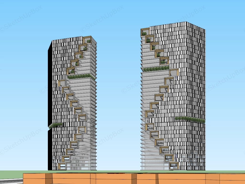 Luxury High Rise Apartments sketchup model preview - SketchupBox
