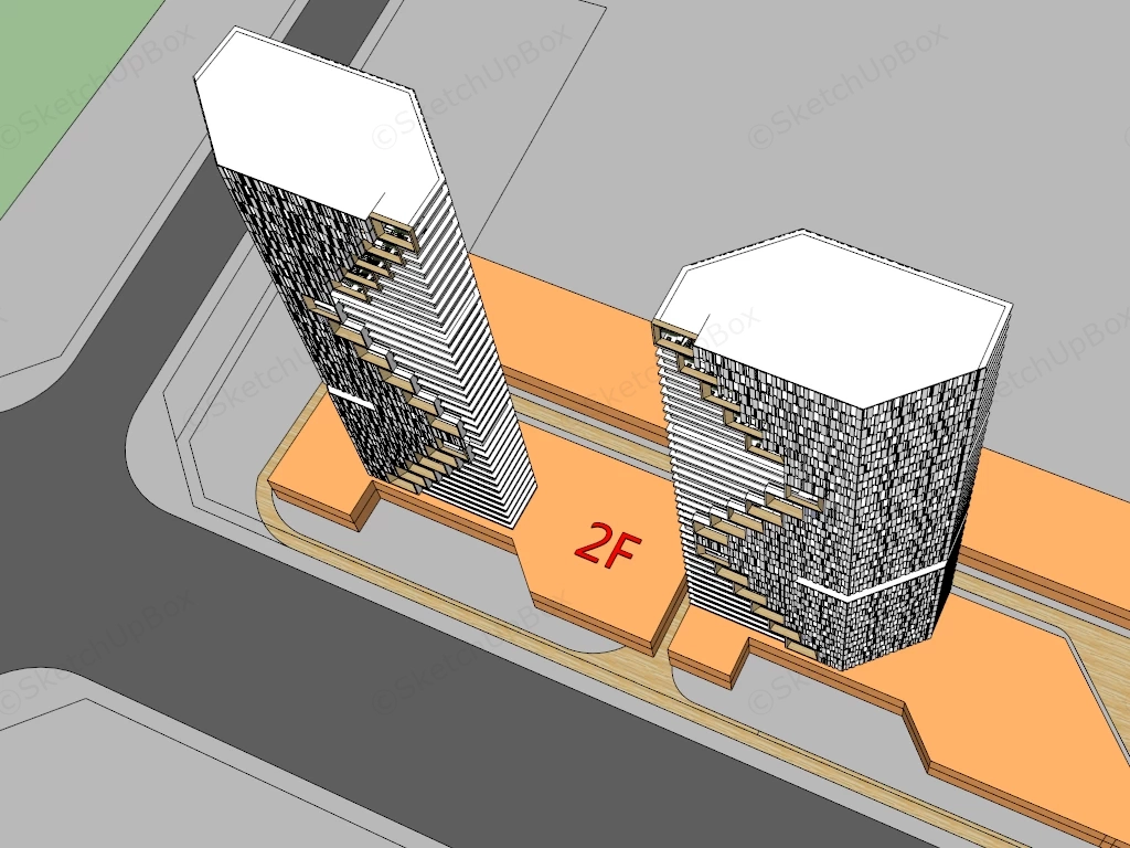 Luxury High Rise Apartments sketchup model preview - SketchupBox