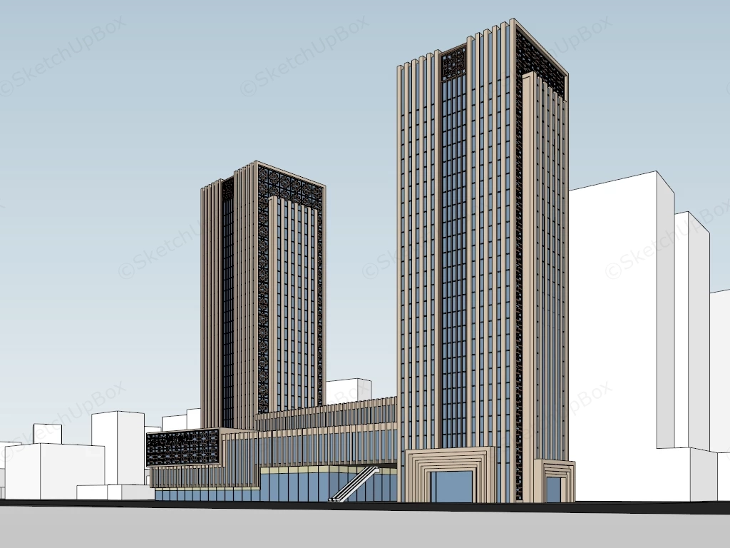 Shopping Mall Office Complex sketchup model preview - SketchupBox