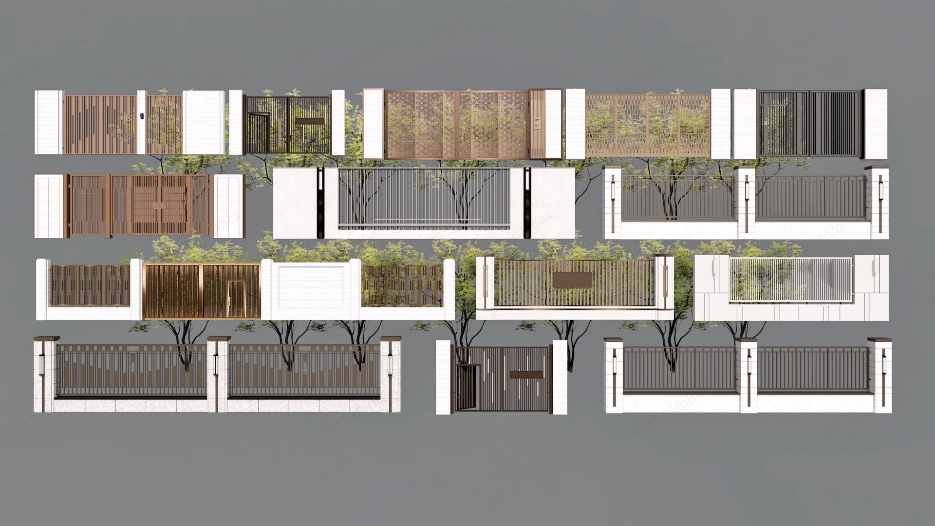 Modern Fences And Gates sketchup model preview - SketchupBox