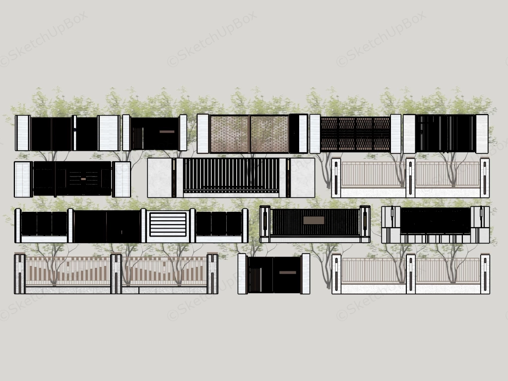 Modern Fences And Gates sketchup model preview - SketchupBox
