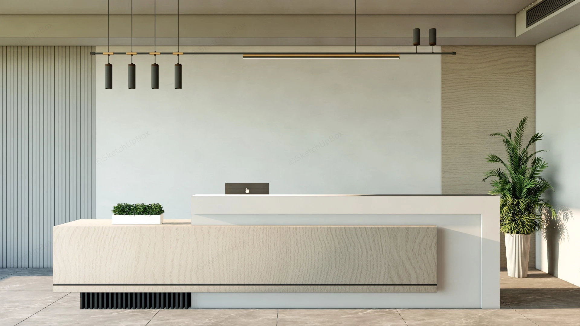 Modern Office Reception Desk Design sketchup model preview - SketchupBox