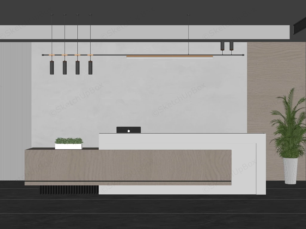 Modern Office Reception Desk Design sketchup model preview - SketchupBox