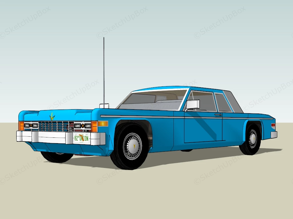Blue Classic Car sketchup model preview - SketchupBox