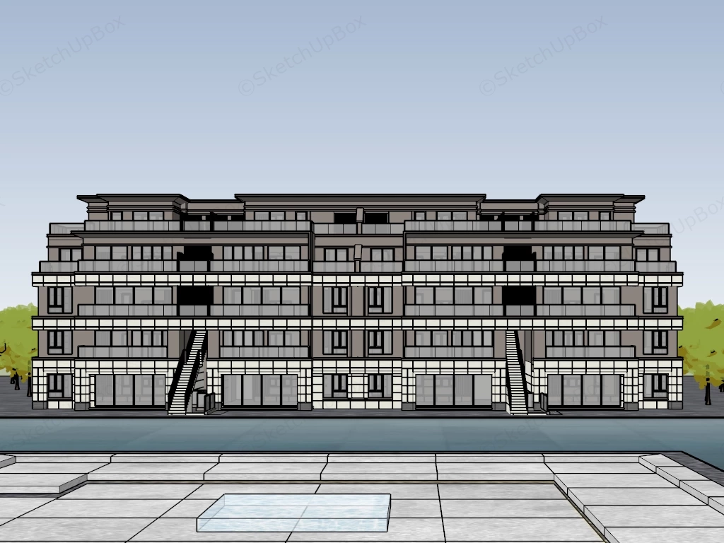 Multi Family Residential Building sketchup model preview - SketchupBox