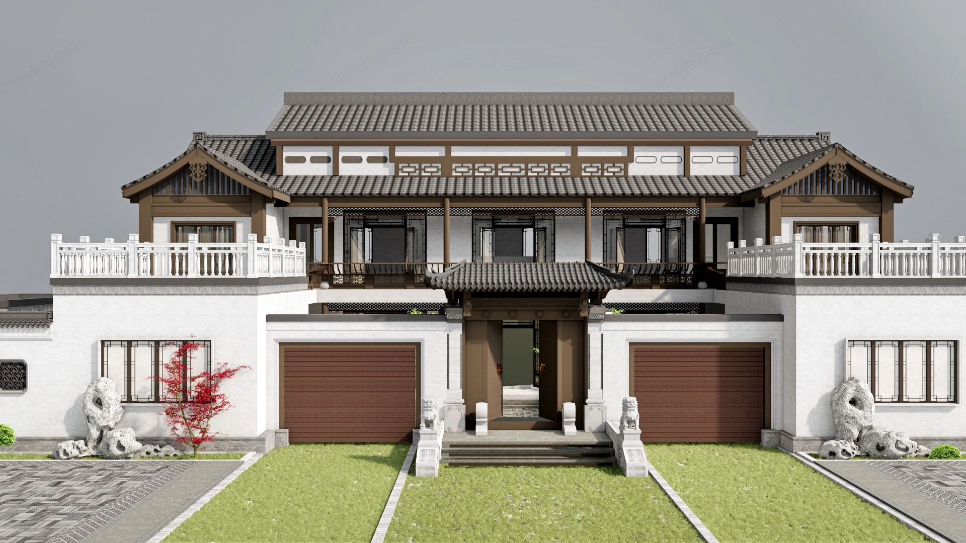 Traditional Chinese Courtyard House sketchup model preview - SketchupBox
