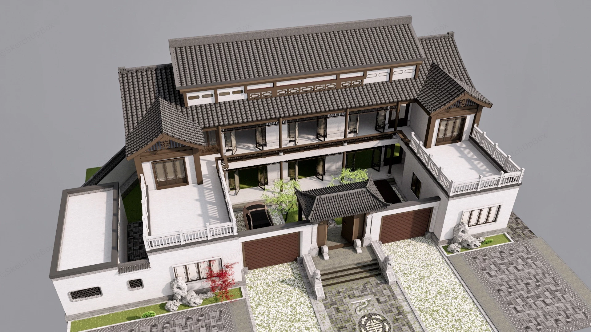 Traditional Chinese Courtyard House sketchup model preview - SketchupBox