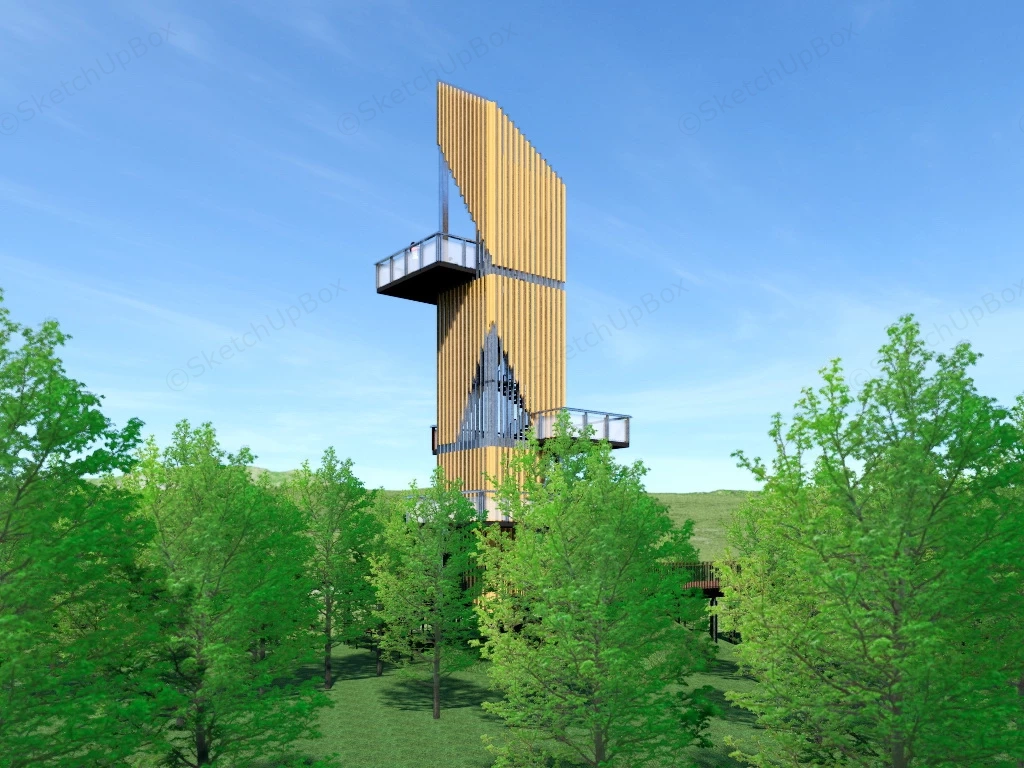 Modern Observation Tower sketchup model preview - SketchupBox