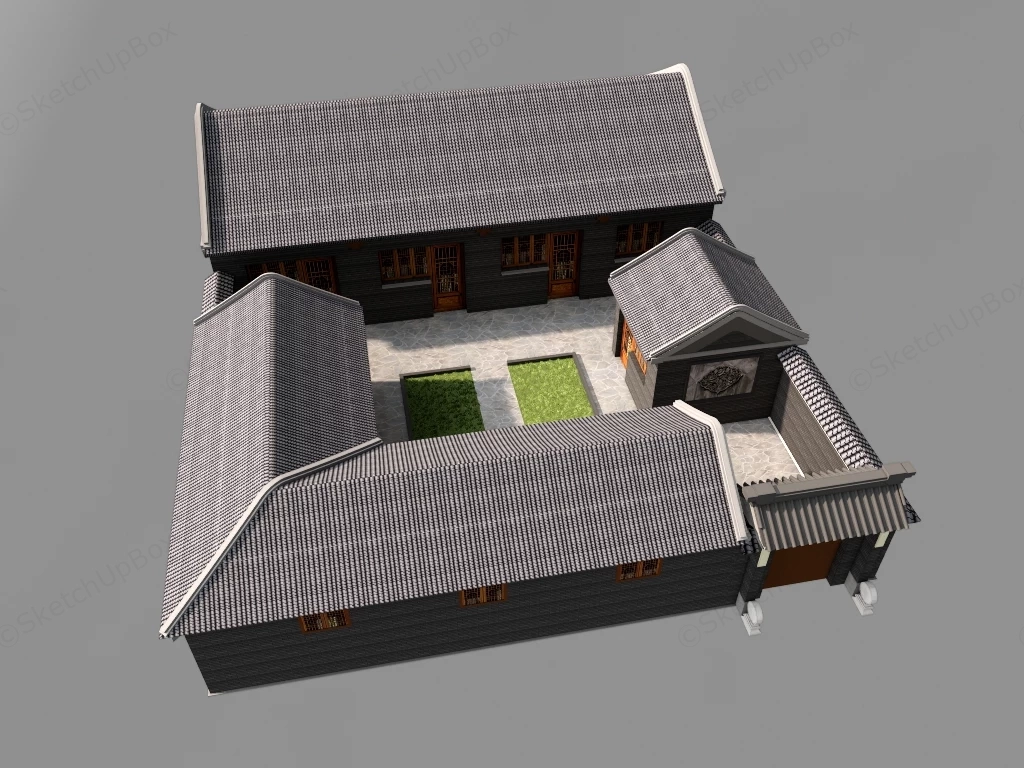 Ancient Chinese Courtyard House sketchup model preview - SketchupBox