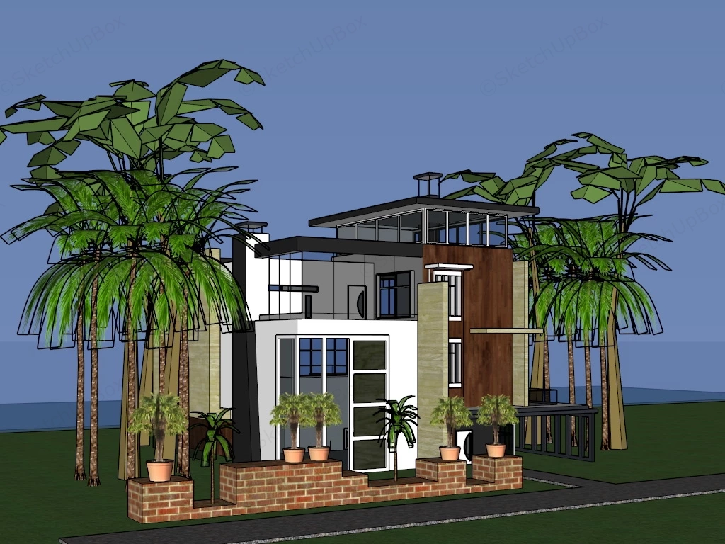 Small Tropical Beach House sketchup model preview - SketchupBox