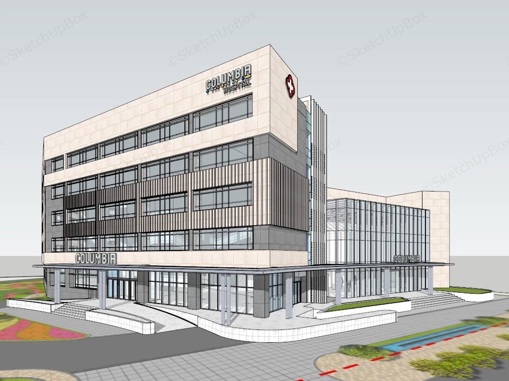 Columbia Asia Hospital sketchup model preview - SketchupBox