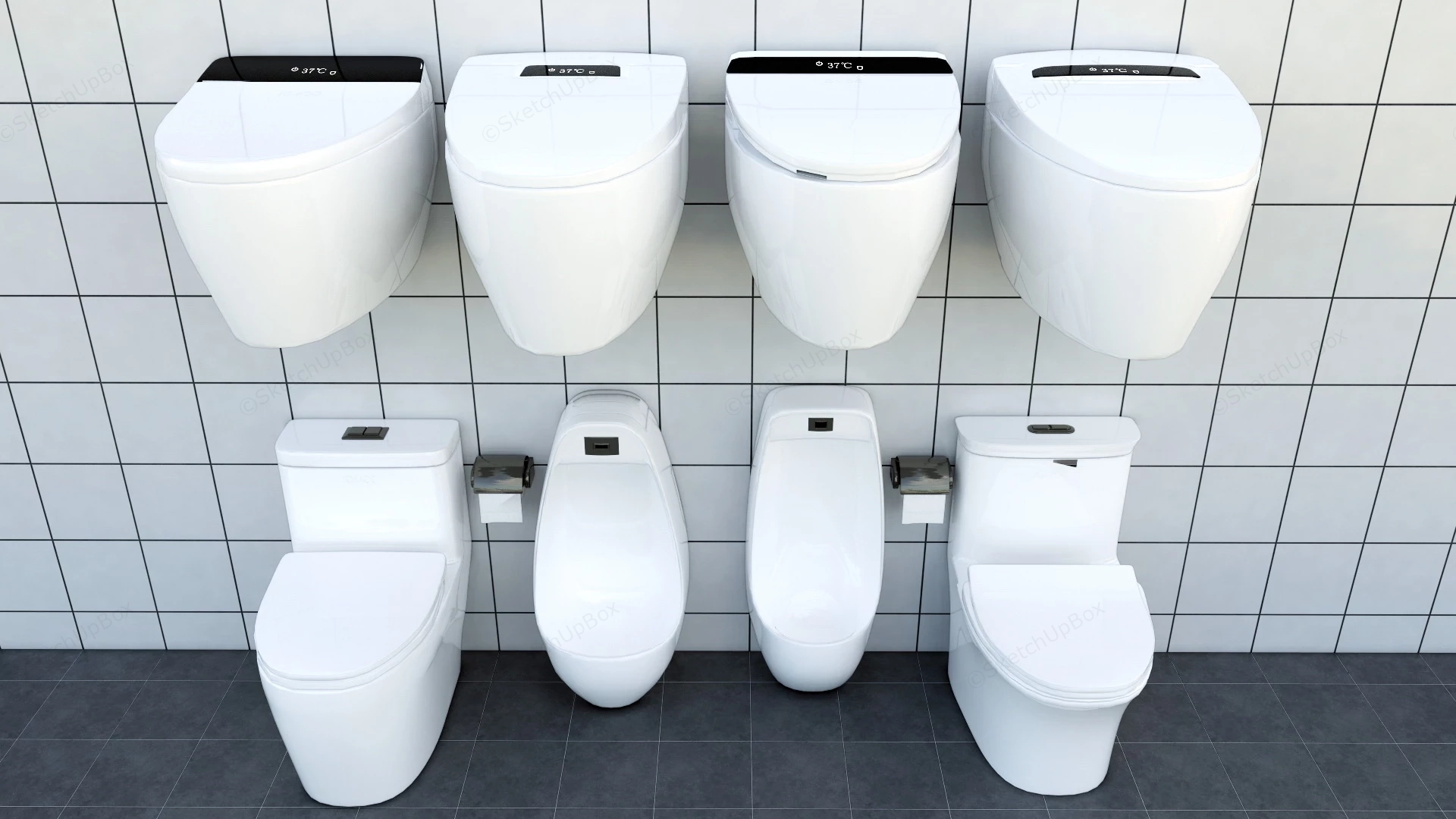 Contemporary Toilets sketchup model preview - SketchupBox