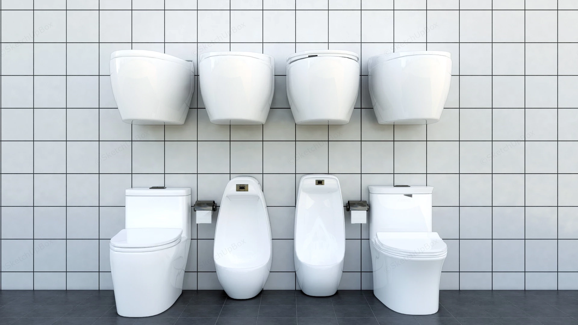 Contemporary Toilets sketchup model preview - SketchupBox