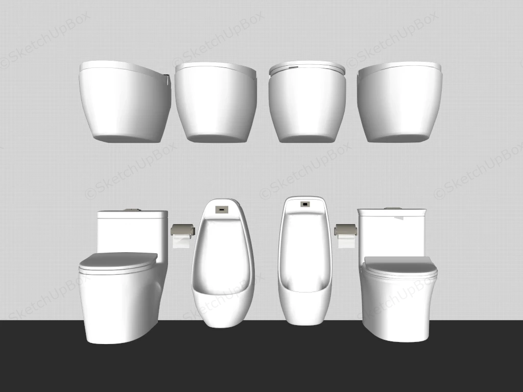 Contemporary Toilets sketchup model preview - SketchupBox