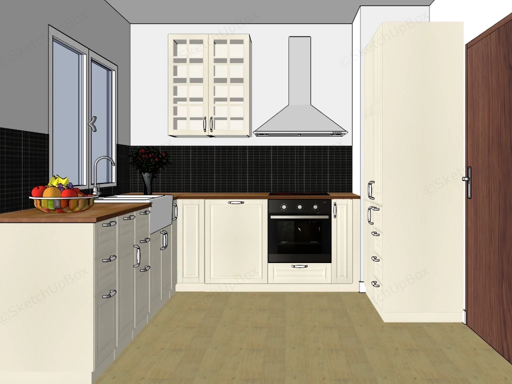 Elegant Small White Kitchen sketchup model preview - SketchupBox