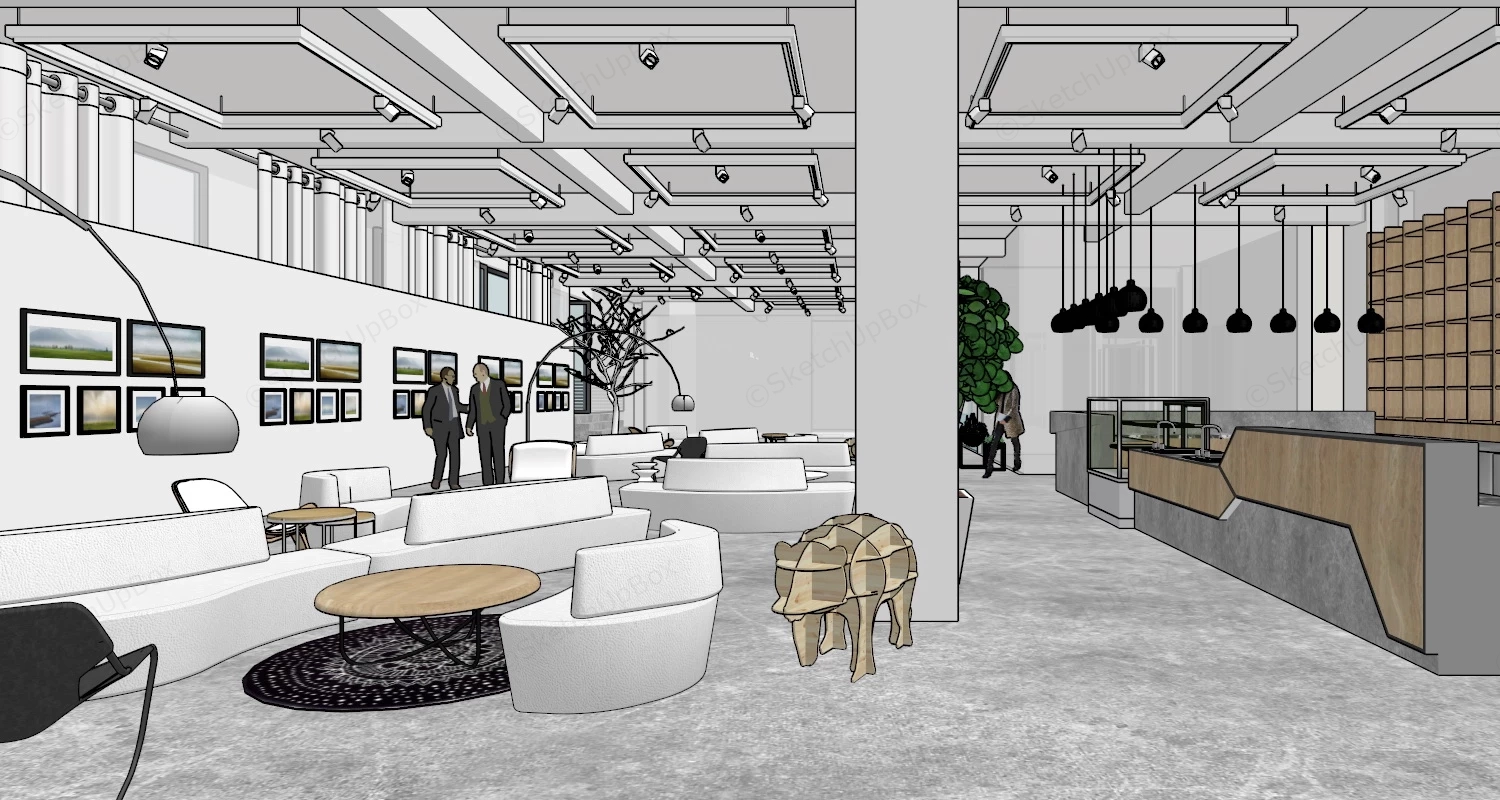 Corporate Office Lounge Area sketchup model preview - SketchupBox
