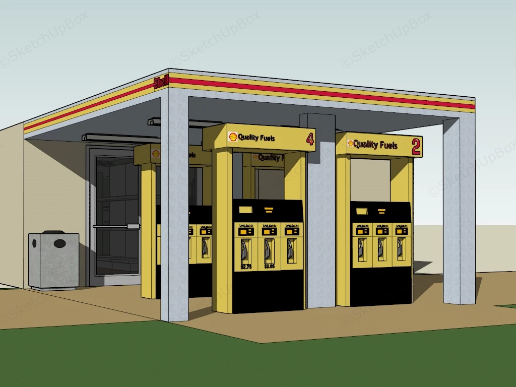 Shell Fuel Station sketchup model preview - SketchupBox
